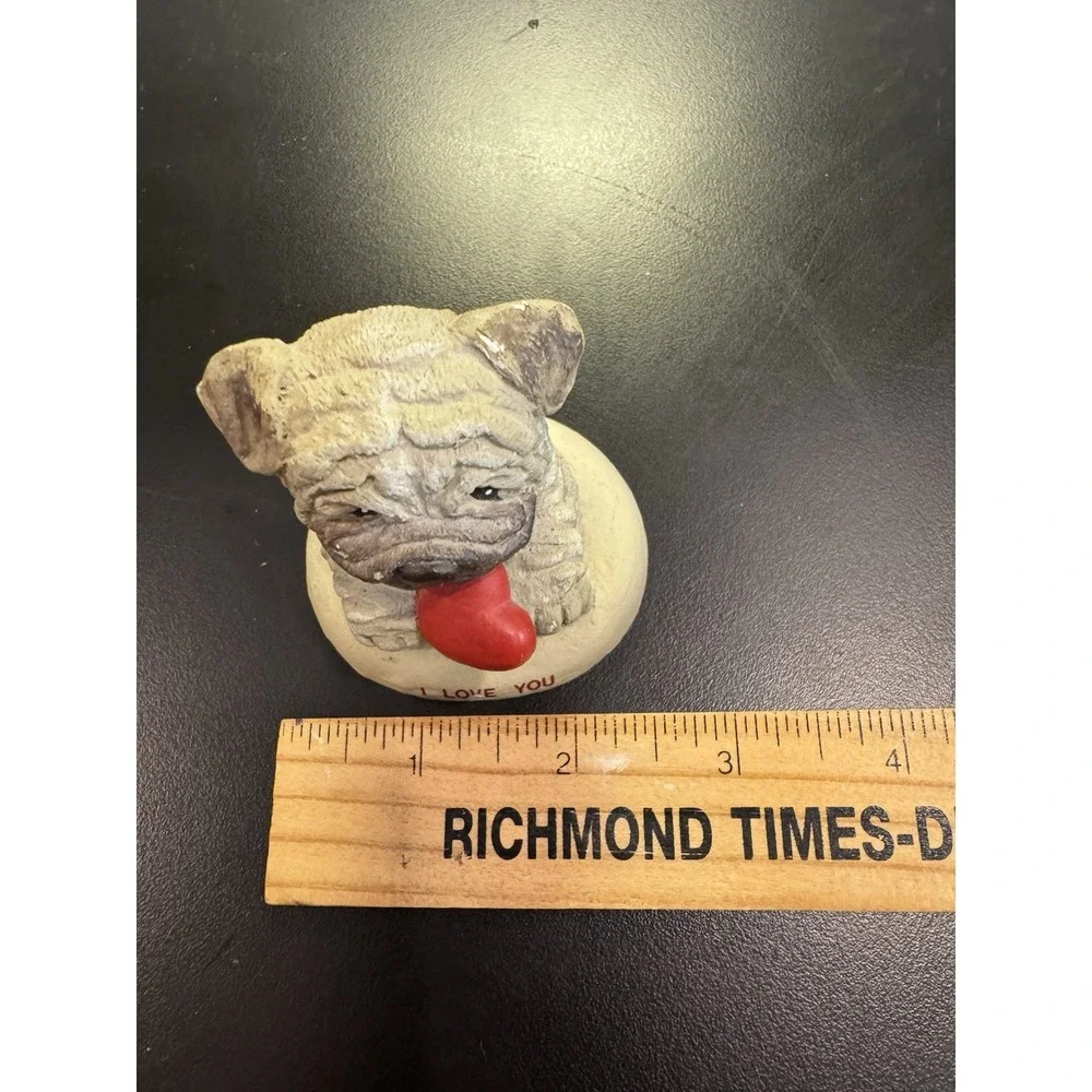 Vintage Russ Berrie I Love You Shar-Pei Pug Dog Puppy Red Heart Figurine No.5291